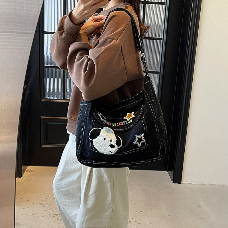 Cute Girls' Denim Crossbody Bag, Large Capacity Messenger Canvas Bag, Casual School Bag For Students, Niche Shoulder Bag - Thumbnail 3