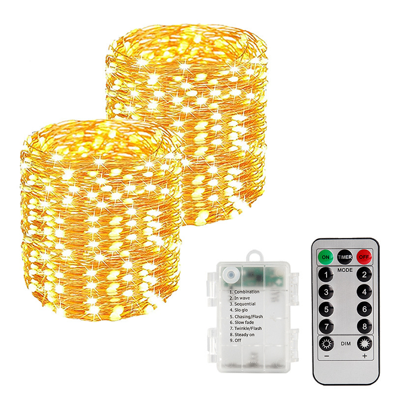 Outdoor Wholesale Holiday Christmas Decorative Light Waterproof Copper Wire Light Fairy Light Warm White led Battery Box Copper Wire Light String