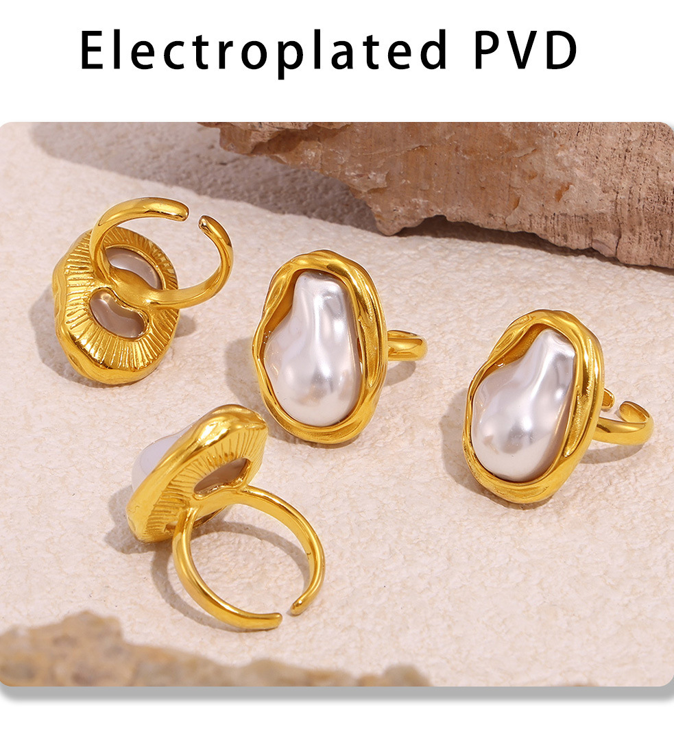 Exaggerated Personality Irregular Imitation Pearl Open Ring French Retro High End Index Finger Ring Light Luxury Ring Jewelry_voghion.com