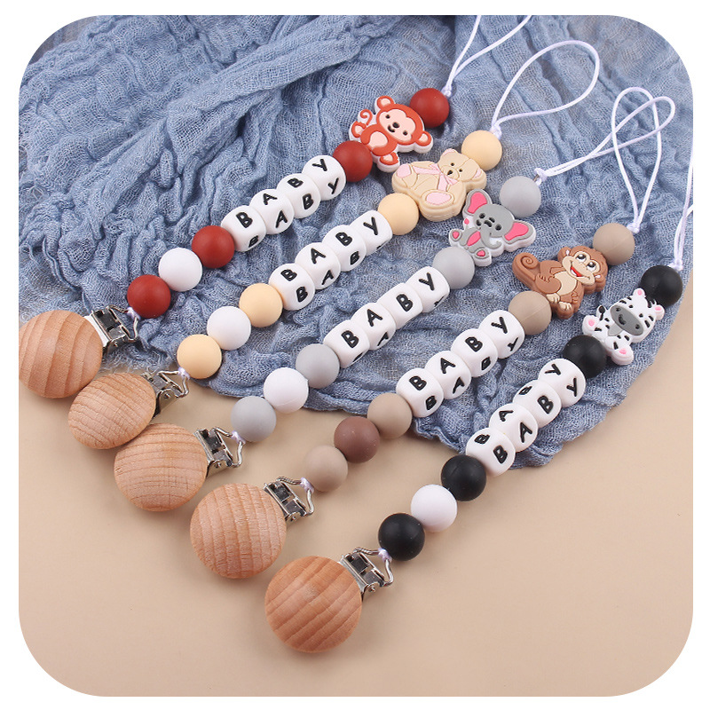 Nuevo bebé pacifier clips creativo dibujos animados animales DIY bebé silicona pacifier cadena cadena anti-caída cadena