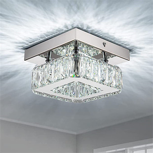 Amazon cross-border K9 square crystal ceiling lamp aisle lamp stainless steel modern corridor balcony home bedroom lamp