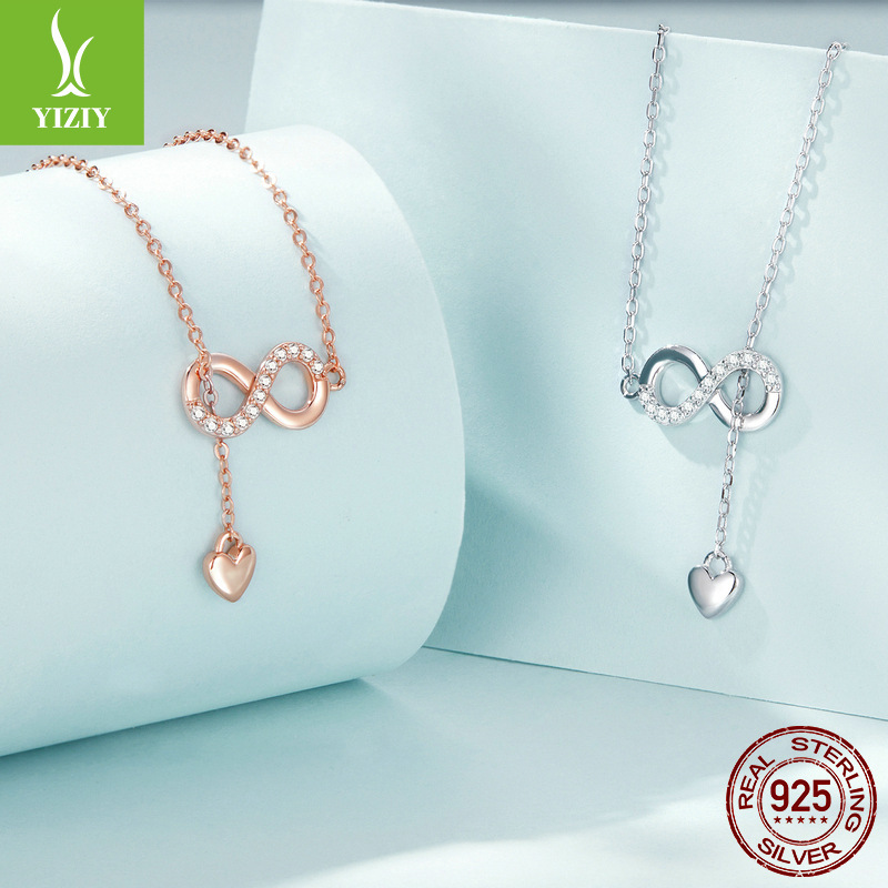 Silver charm explosions s925 silver charm infinite clavicle chain female figure eight lucky symbol necklace SCN223