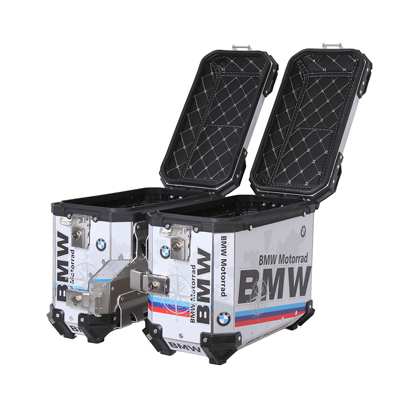 38L Left Exhaust Side Box Motorcycle Universal Aluminum Alloy 45L Tail Box Waterproof Three-Box Anti-Theft Travel Storage Box