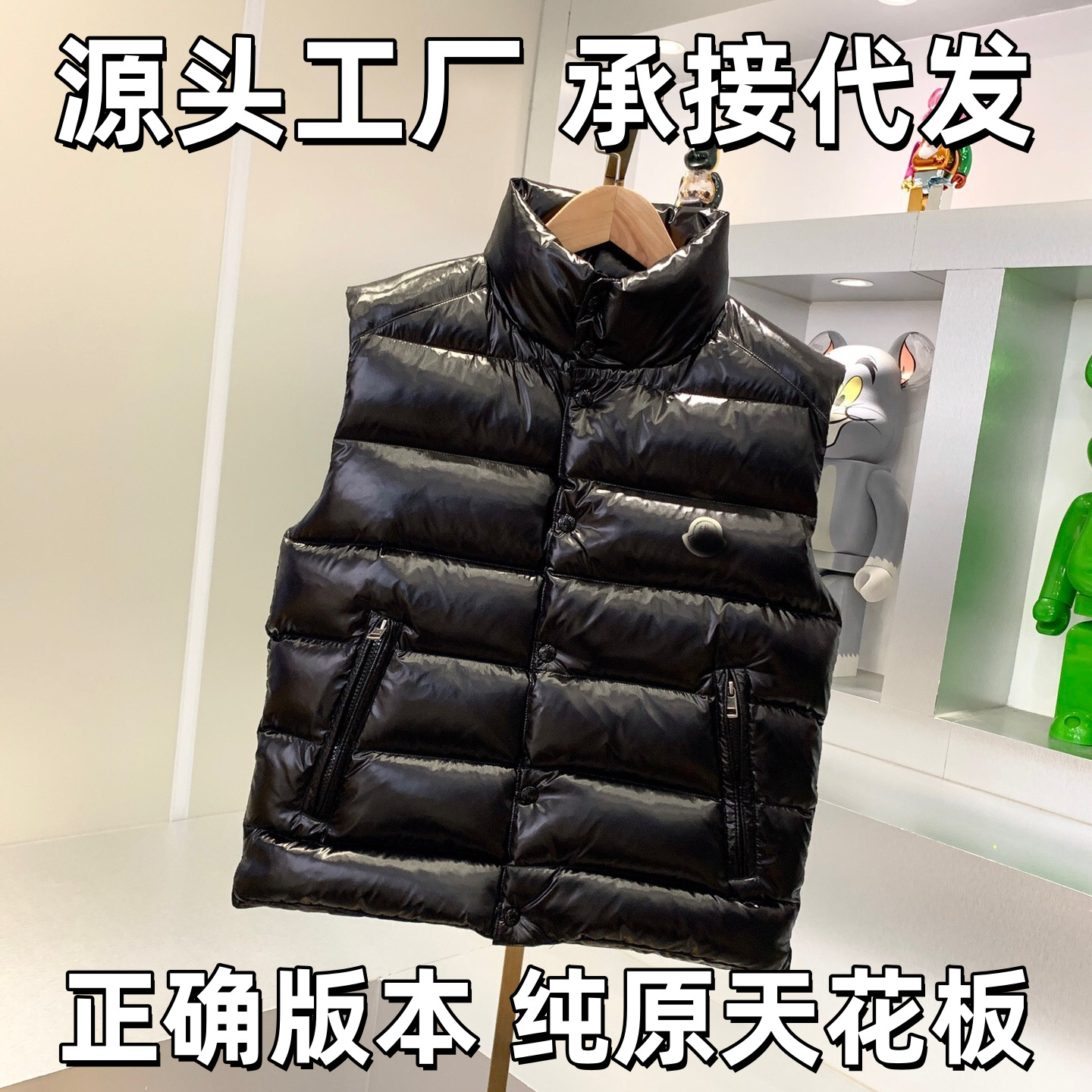 Putian high-quality Montblanc-style quilted vest, men's and women's shiny hooded puffer jacket, couple's style, sleeveless outerwear
