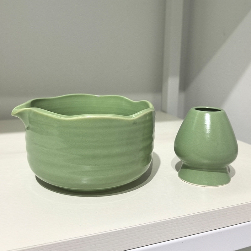 口付き抹茶ボウル、陶器製日本抹茶ボウル、抹茶ツール、茶筅、宋代茶セット、大腹ボウル|undefined