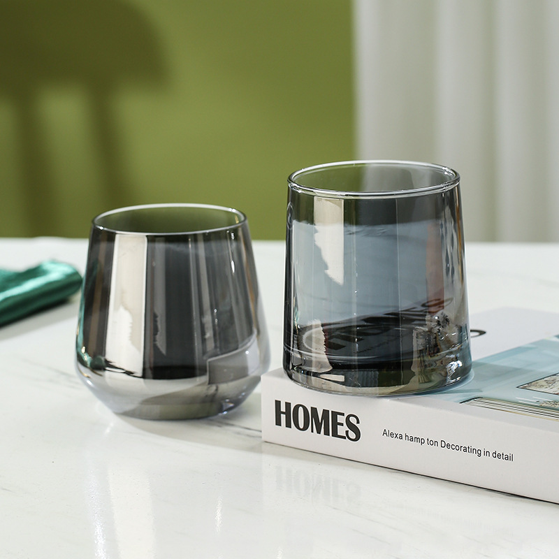 Vidrio de cristal negro galvanizado copa de brandy copa de vino copa de champán gris ahumado copa de vino tinto bar copa ktv