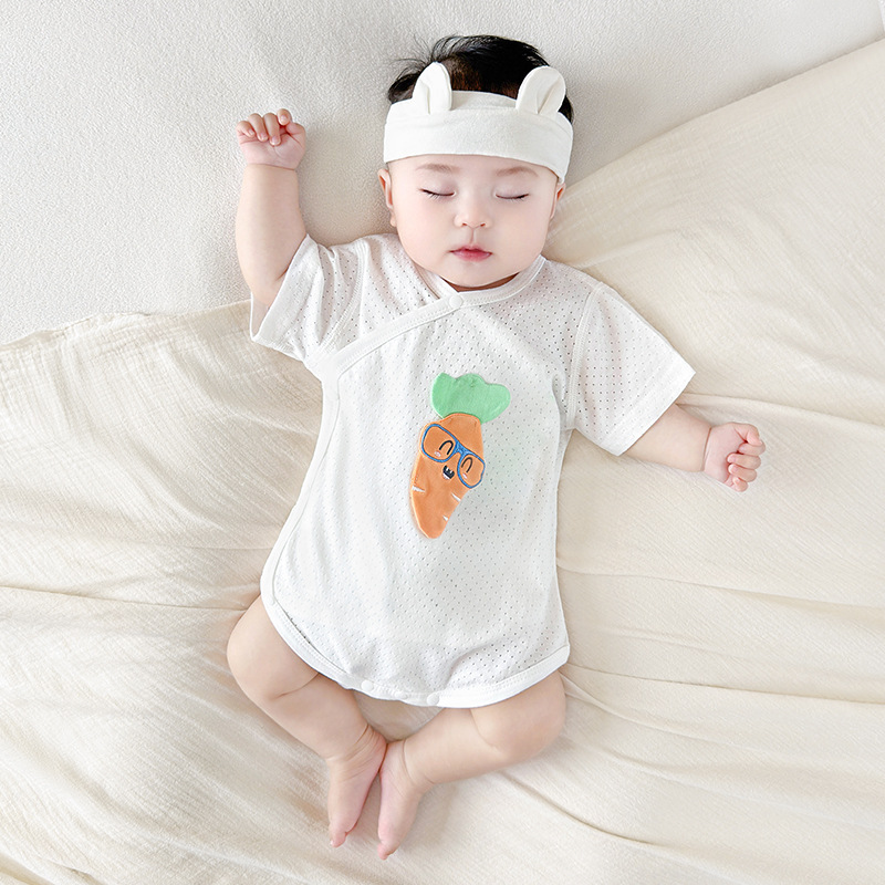 Mameluco de verano unisex para bebé, conjunto de verano de luna llena, mono de manga corta delgado con diseño de triángulo, ropa para recién nacido, body para bebé