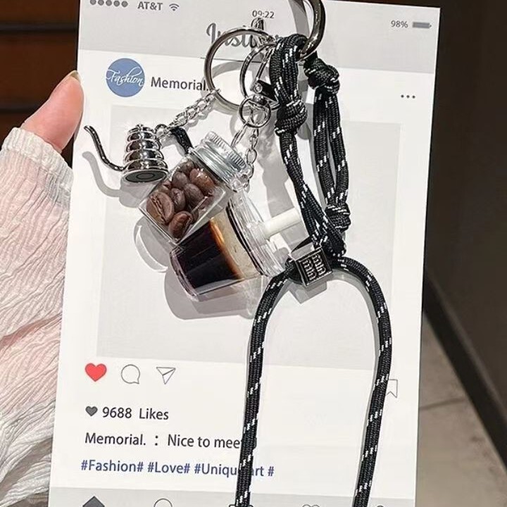 迷你冰美式咖啡豆包包挂件咖啡豆手串挂件云朵壶拉花缸钥匙扣挂饰|undefined