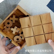 跨境木质XO三连井字棋休闲桌游戏双人对战亲子互动XO棋木棋盘生产