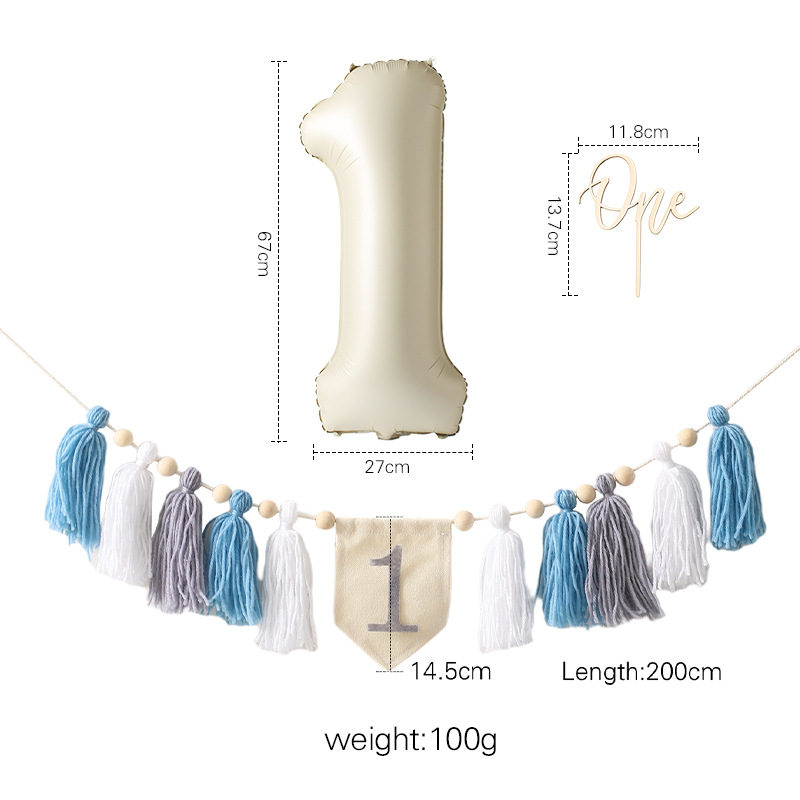 Transfronterizo bebé cumpleaños sombrero banner traje cumpleaños lugar diseño props bebé cumpleaños conmemorativo foto props