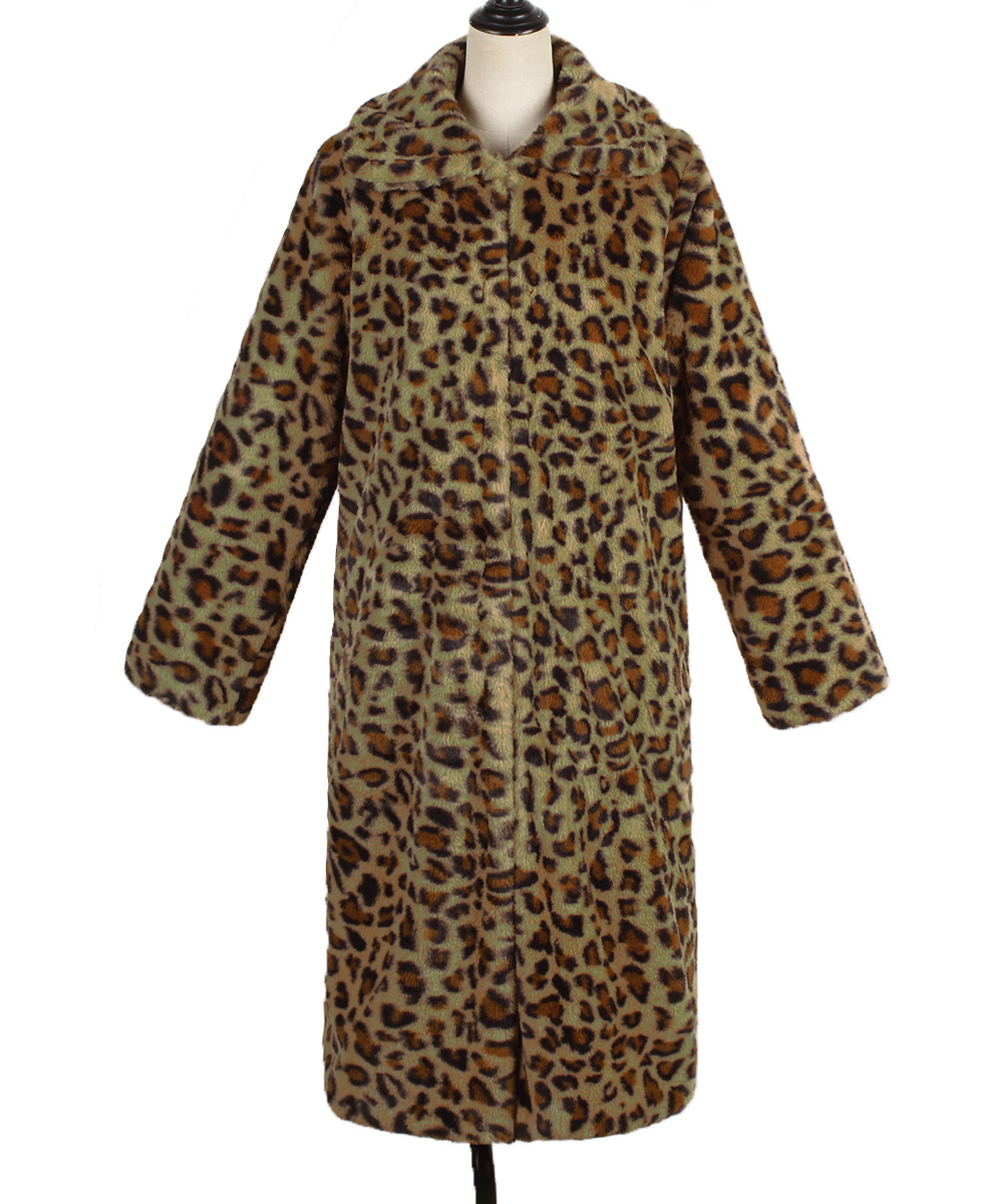 Women's Clothing hot selling leopard print   fur plush lapel coat long fashionable autumn and winter new style_voghion.com