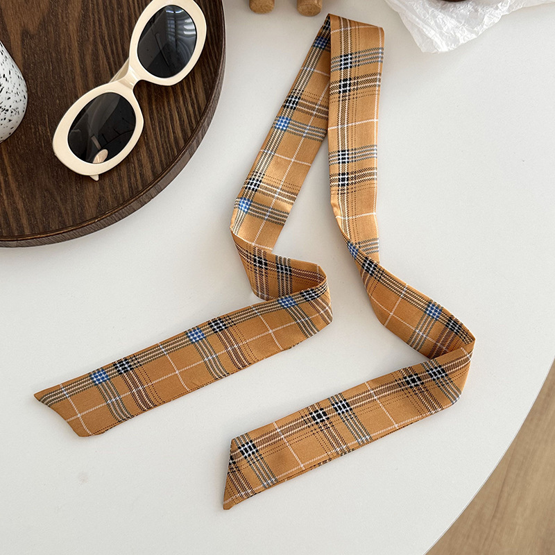 Pañuelo de seda, tira larga, sentido de alta gama, nuevo pañuelo de seda de imitación, pañuelo en la cabeza, cinturón para el cabello, bolso para el cabello atado, cinturón decorativo con serpentina