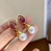 2305052B purple oval shaped (S925 silver needle)