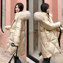 小香风亮面气质羽绒棉服女2021冬季韩版加厚中长款宽松时尚棉外套