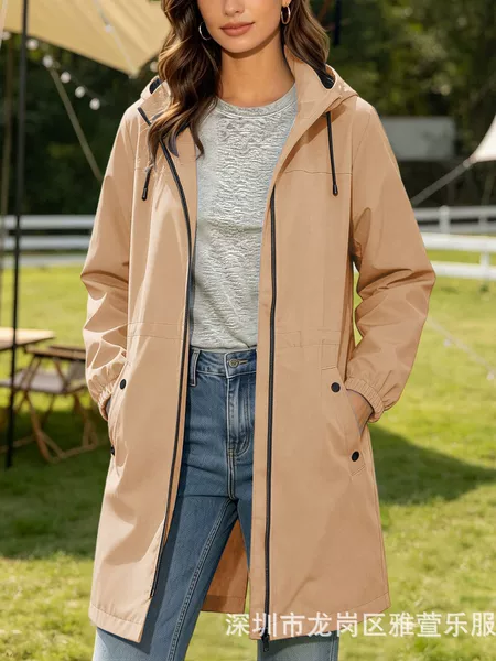 Amazon AliExpress New Outdoor Windproof Jacket Lightweight Waterproof Long Sports Jacket Stylish Trench Coat for Women