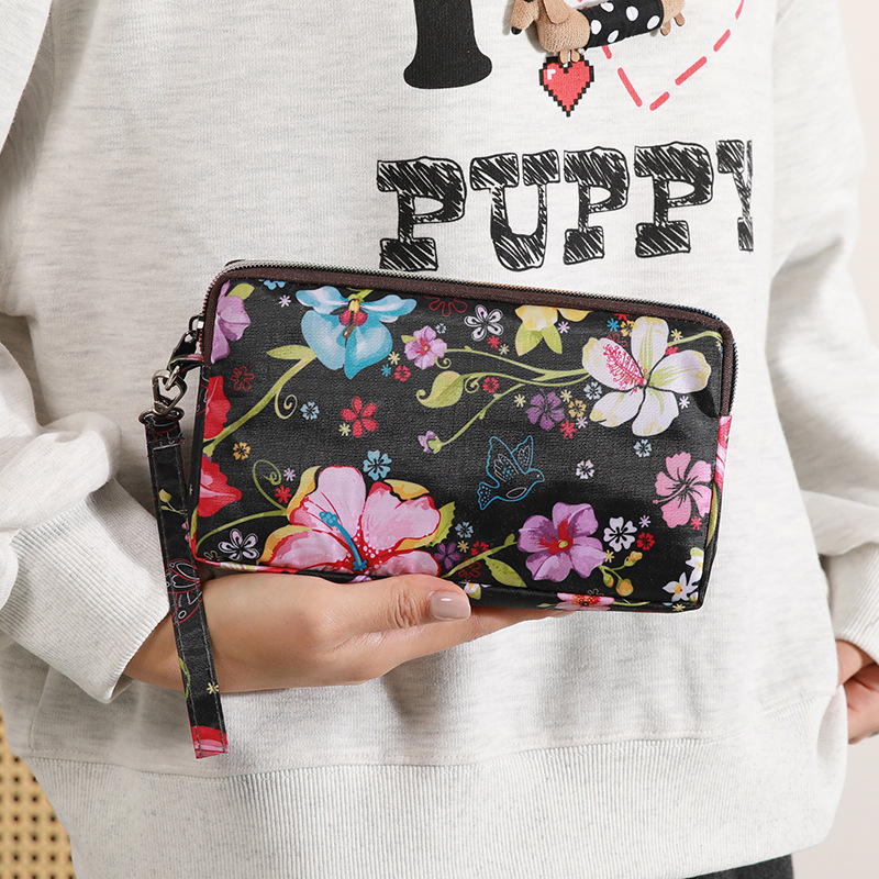 Mayorista bolso de teléfono móvil grande una sola capa cremallera larga bolso de cambio de mujer bolso de mano bolso de cambio de llaves color