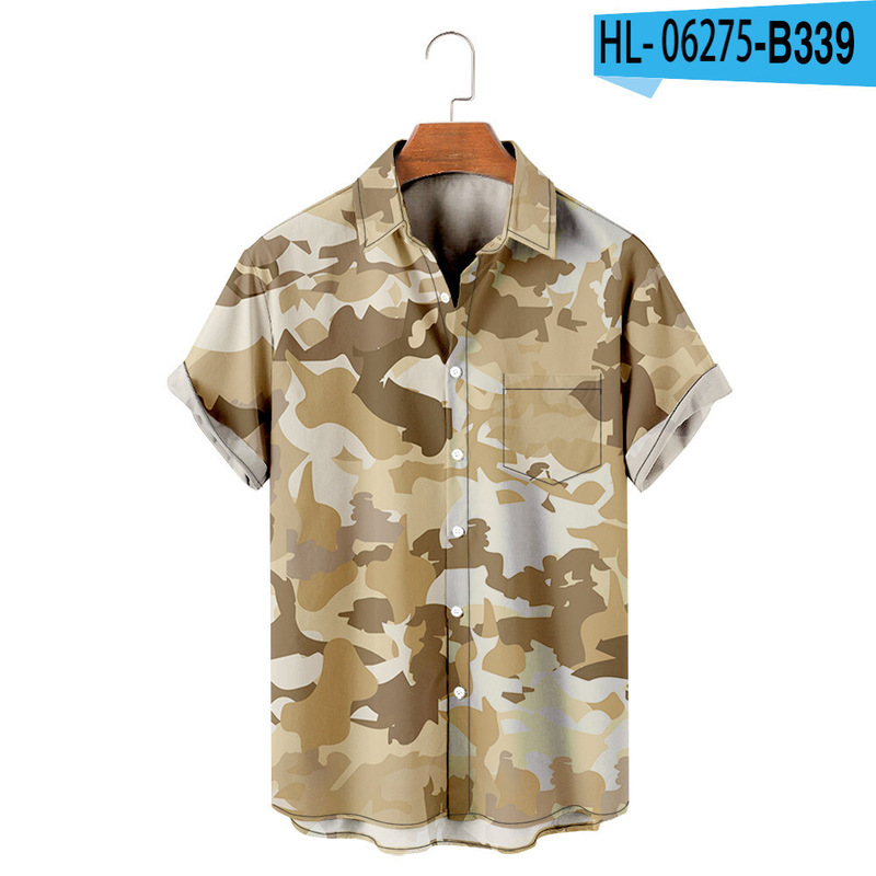 2023 New Summer Camouflage Men's Short Sleeve Shirt 3D Printed Outdoor Sports Casual Breathable Shirt