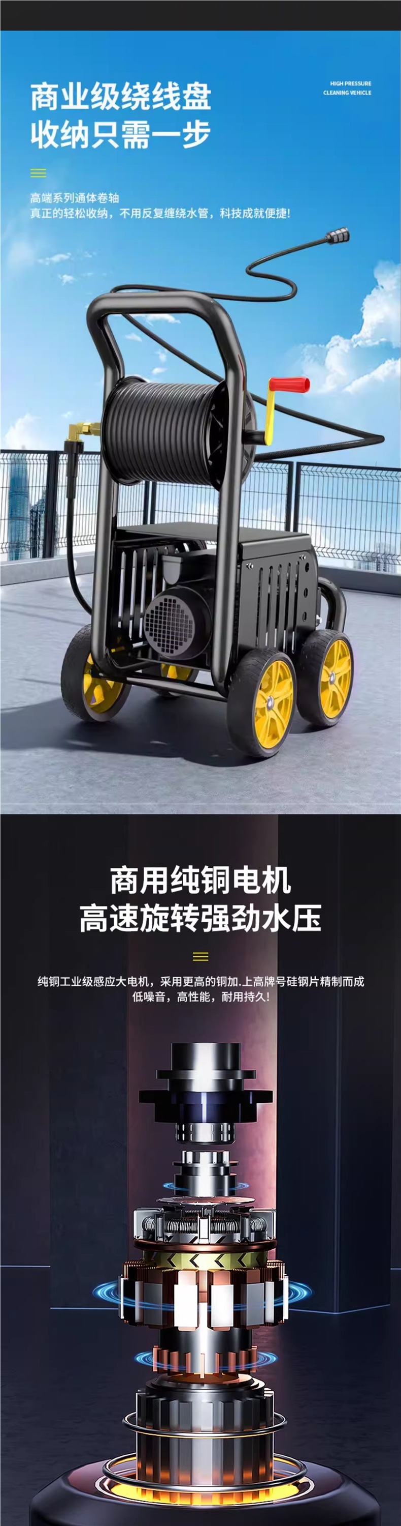 High-pressure car washer, Boher commercial high-power industrial water gun and water pump for farms and car wash shops