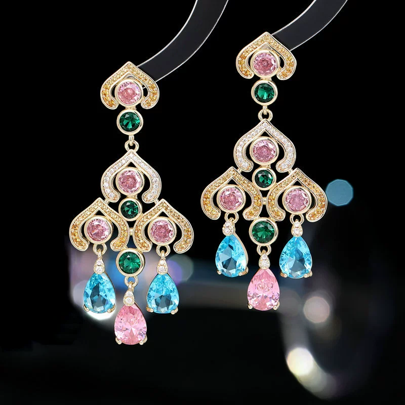 Серебряная игла, серьги для невесты, цирконий, инкрустация камнями, серебро 925 пробы, легкий роскошный стиль, высококачественный стиль