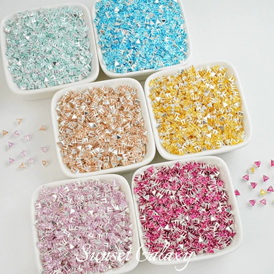 Triangular Copper Plated 18K Gold Multi-Faceted Zircon Claw Drill Spacer Beads Handmade DIY Beading Material Bracelet Accessories