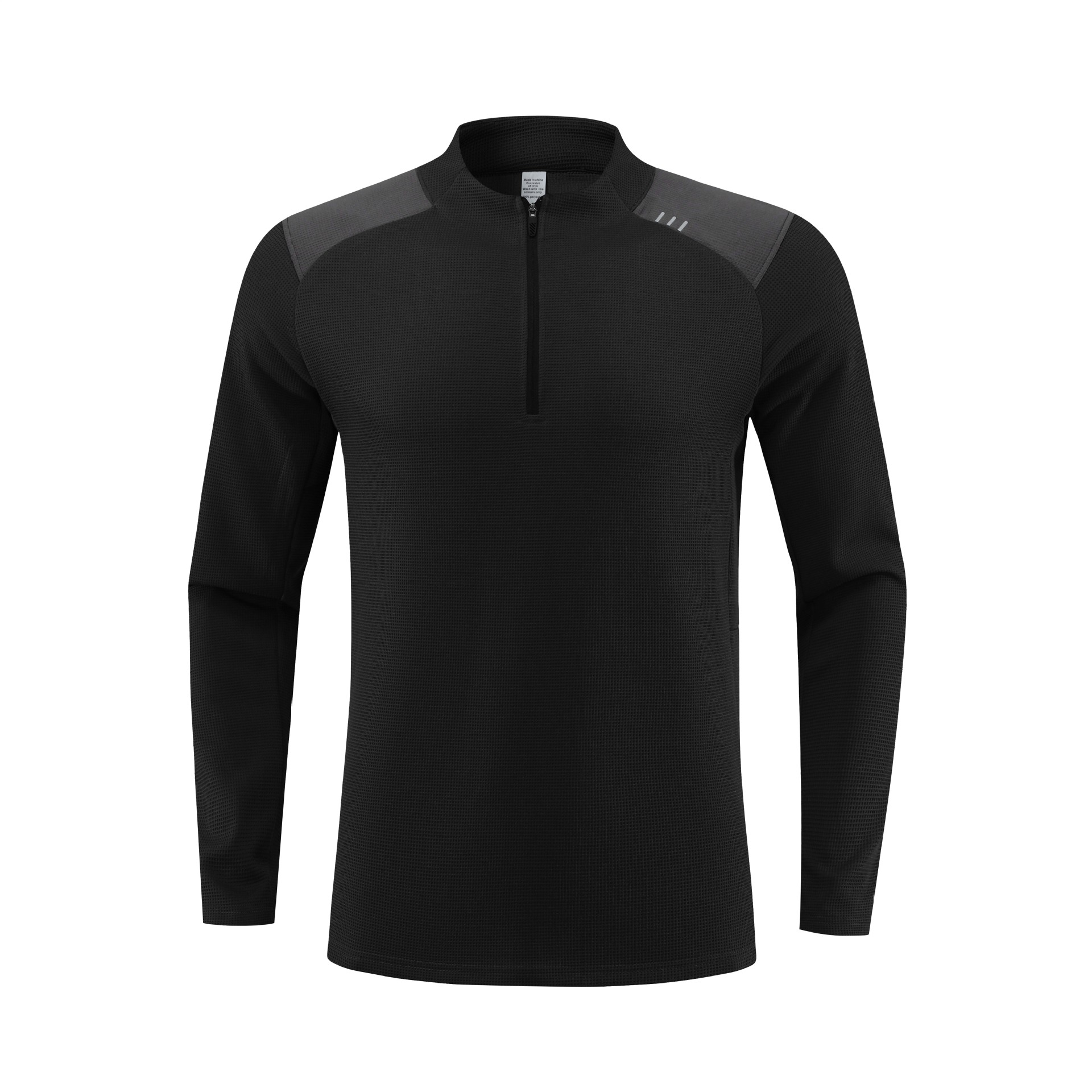 Sports quick dry T-shirt with zipper for gym