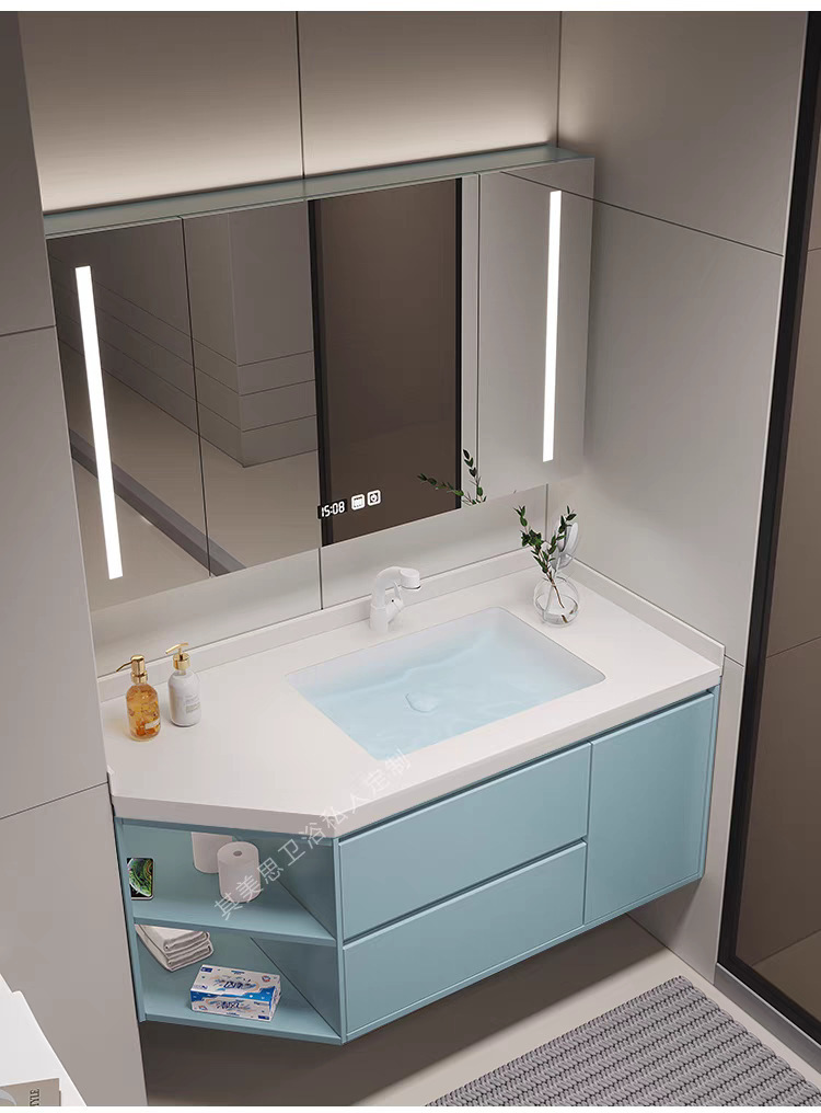 Processing of irregularly cut corner bathroom washbasins, rock plate ceramic washbasins, and beveled corner bathroom cabinets Item Picture