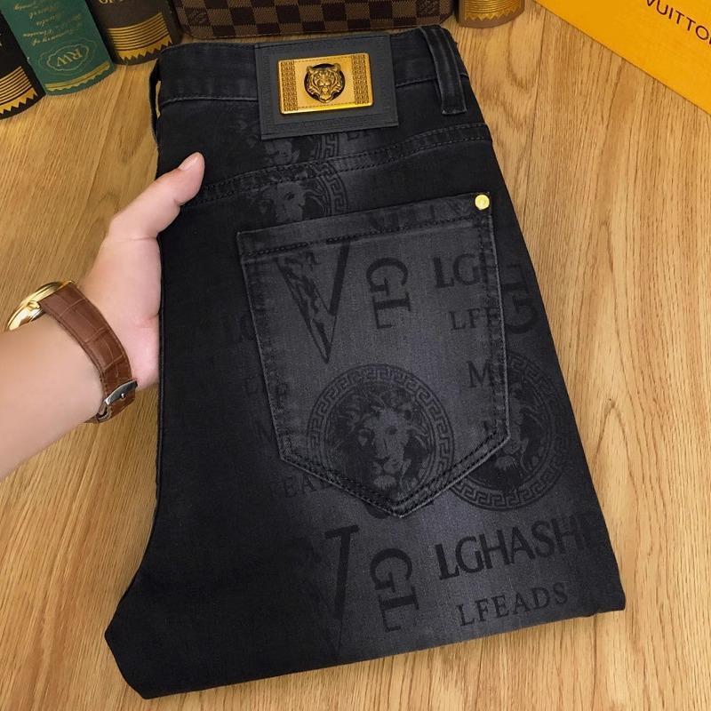 High-End European Black Jeans Men's Printed Elastic Slim Fit Small Feet 2025 Autum New Casual Long Pants High-End European Black Jeans Men's Printed Elastic Slim Fit Small Feet 2025 Autum New Casual Long Pants