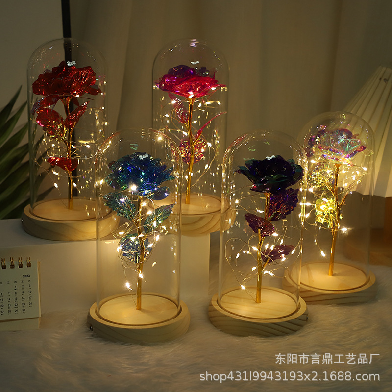 520 Eternity Flower Gold Leaf Flower Valentine's Day Mother's Day Proposal Glass Dome Rose Arrangement Birthday Gift