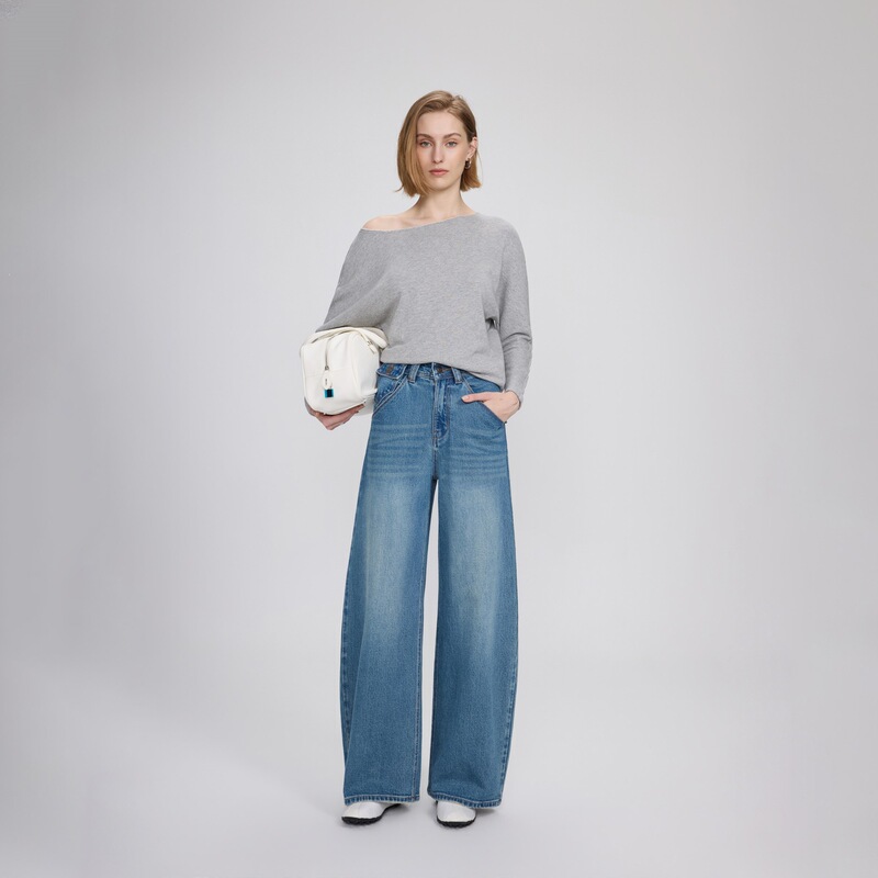Shilin's new low-elasticity crescent jeans, vintage washed curved knife jeans for women, 2026 autumn versatile trendy style
