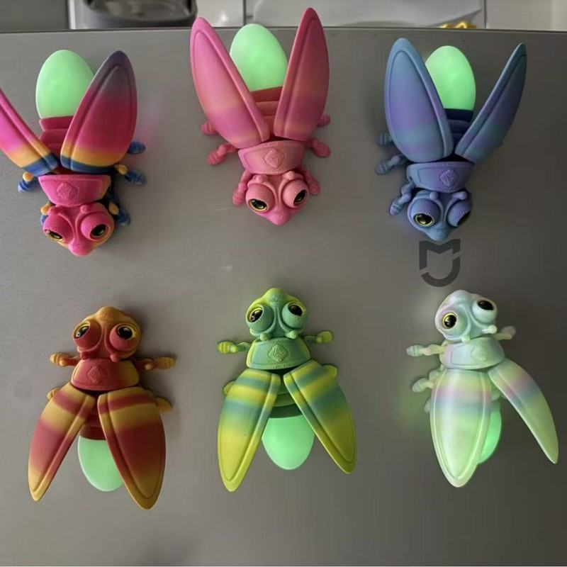 跨境3d打印萤火虫夜光尾巴磁吸冰箱贴模型仿真动物摆件摆摊新品|undefined