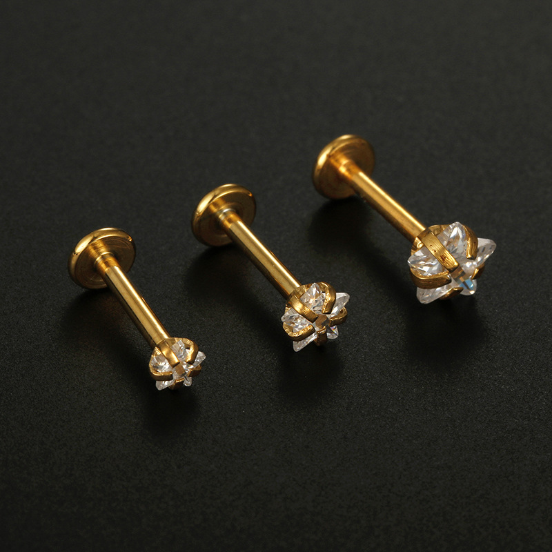 Fashion Star Stainless Steel Plating Zircon Lip Stud display picture 7