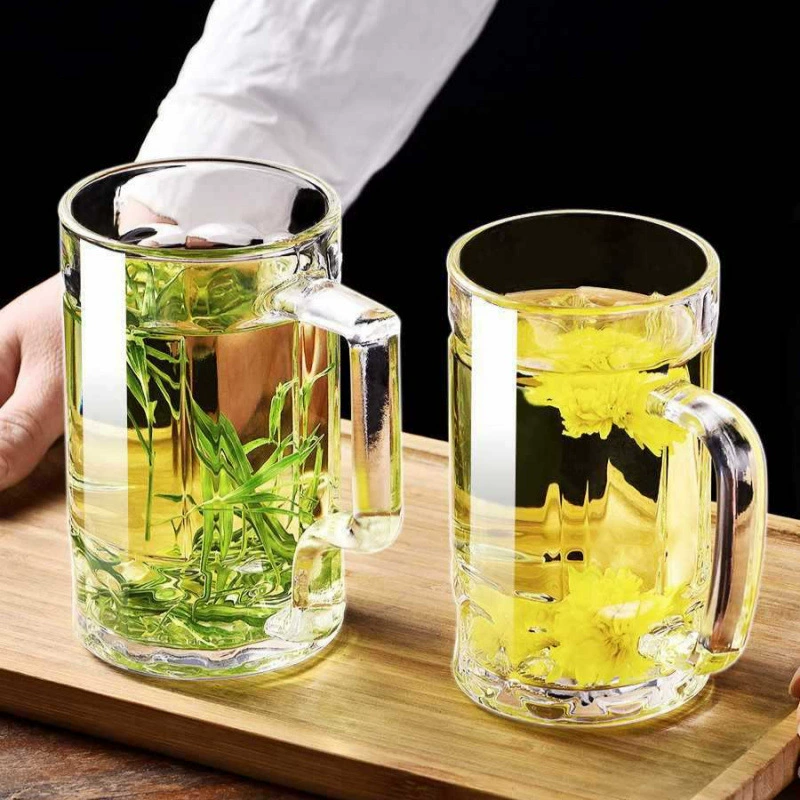 Чашка для чая из закаленного стекла с ручкой, бытовая пивная чашка с защитой от падения, устойчивая к высоким температурам, персональная мужская чашка для приготовления чая, закаленная чашка для воды