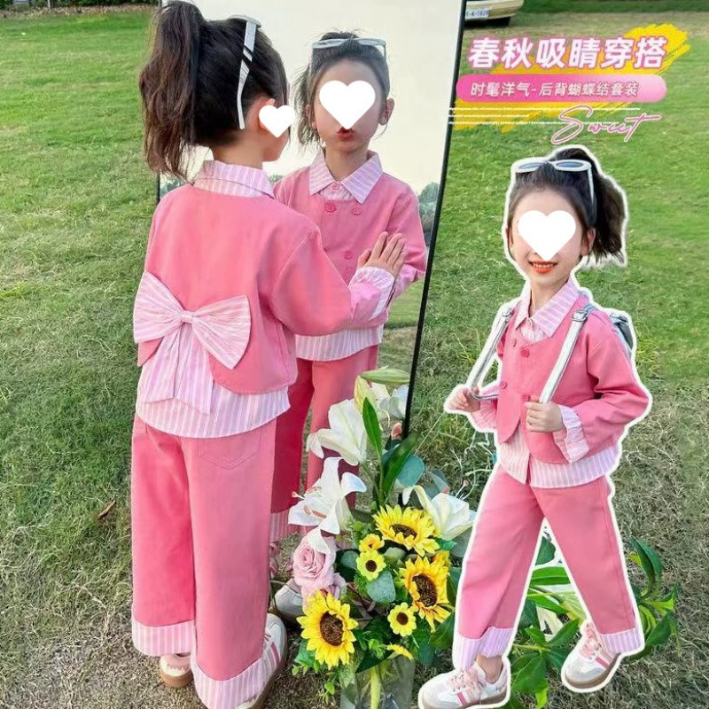 Детский костюм в лесном стиле для девочек, весна-осень 2025, модная новинка, стильная рубашка, модный сет из двух предметов для интернет-знаменитостей