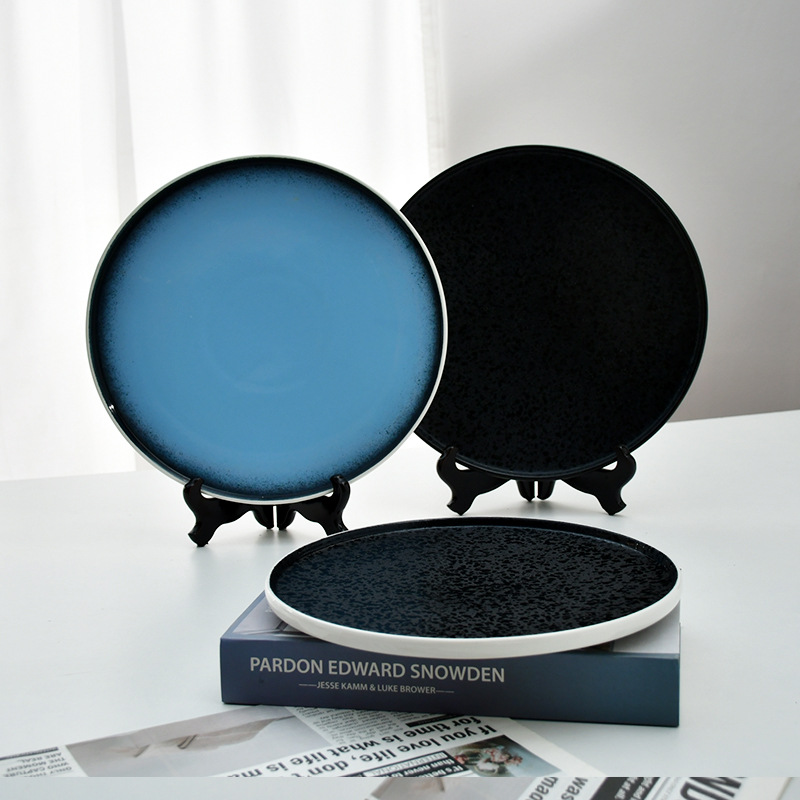 Plato de filete Plato de cerámica de mármol Plato de platos de restaurante Plato de hierba Plato de filete casero Plato de hotel Plato de comida occidental