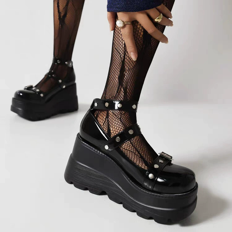 Женская обувь для косплея, женская обувь на платформе, на танкетке и высоком каблуке с пряжкой Love, женская обувь в японском стиле, милые женские туфли принцессы