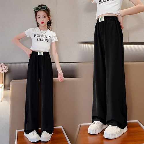 Children's Summer Ice Silk Slim Straight Leg Pants 2025 for Middle and Large Children, Mosquito-Proof Children's Pants, Summer Long Pants