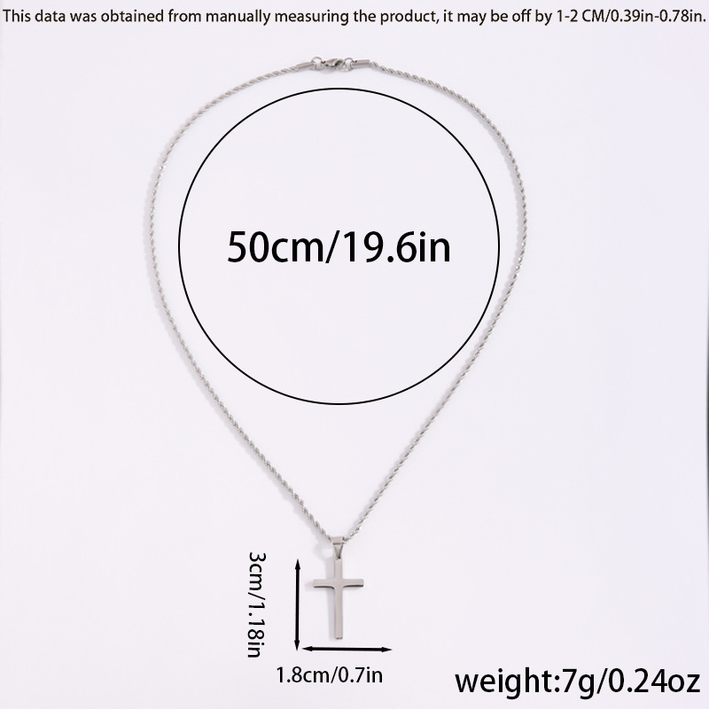 Titanium stalen kruis ketting voor heren met gedraaide schakel_voghion.com