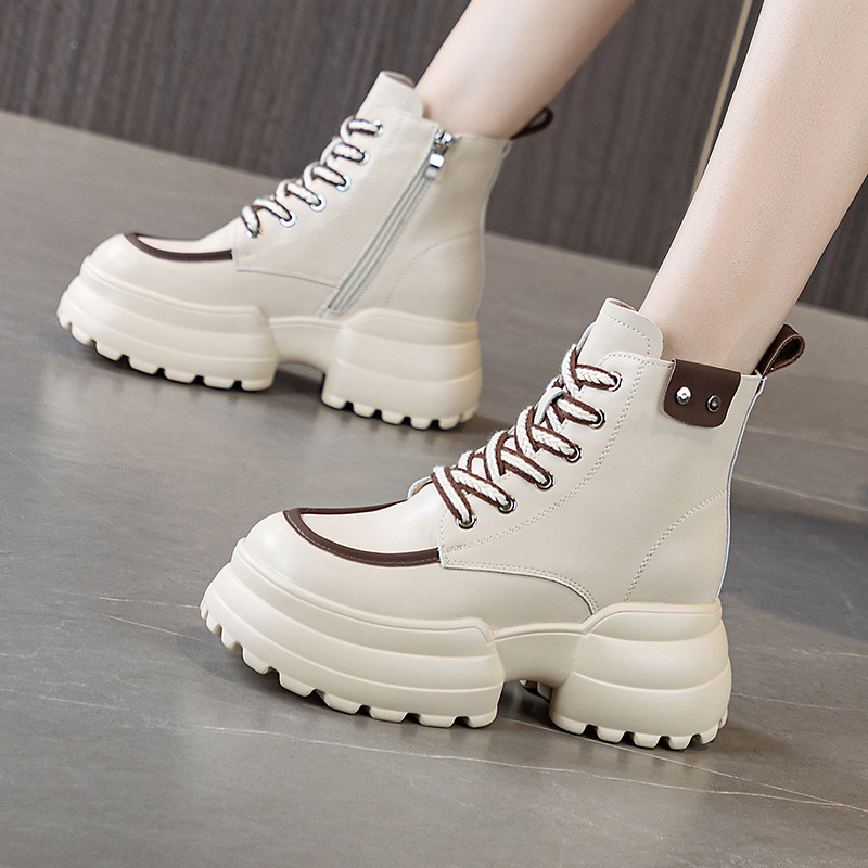 8cm Inner Height Martin Boots Women's Small British Style Short Boots 2024 Autumn and Winter New Korean Style All-match Women's Shoes Trendy