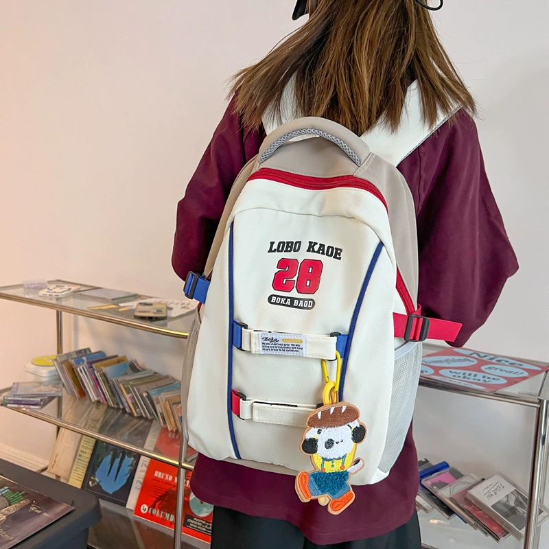 Capacious backpack, retro trend shoulder bag, for students, 2023 collection, American style