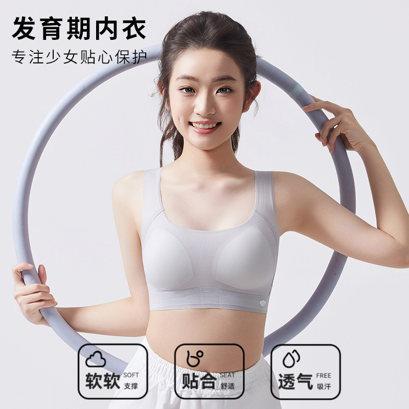 Adolescent Girls' Underwear for the Second Stage of Puberty, Middle and High School Students' Sports Shock-Proof Seamless Vest-Style Bra Adolescent Girls' Underwear for the Second Stage of Puberty, Middle and High School Students' Sports Shock-Proof Seamless Vest-Style Bra