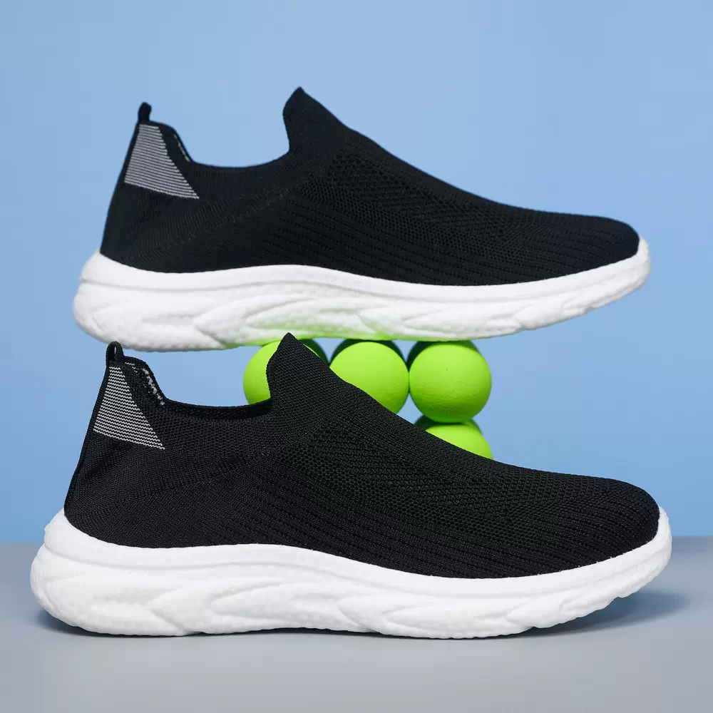 夏季新款冷粘鞋网面透气中老年健步鞋MD超轻软底休闲鞋男士袜子鞋