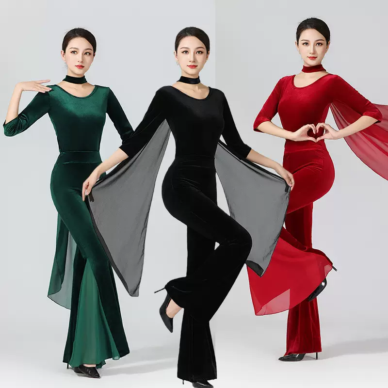 新款秋冬加厚形体服套装女金丝绒保暖形体训练服练功模特走秀导师