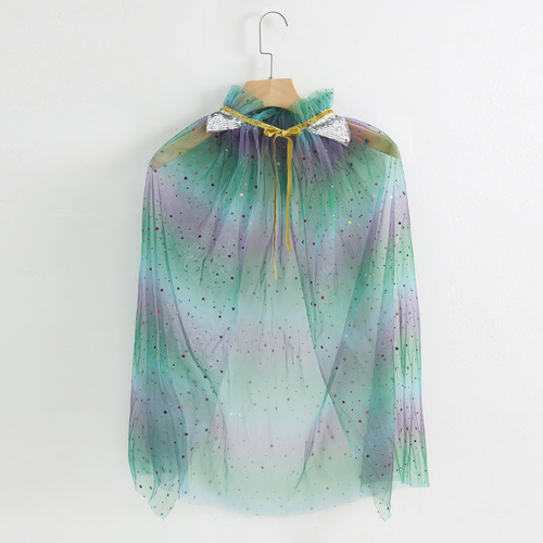 New Feather Mesh Cloak Children's Lace-up Performance Thin Princess Cloak Baby Cloak Cloak for Small and Medium-sized Children