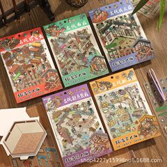 Xinyuyan 新しい 13.0 大型バージョン造園ステッカーアンティーク減圧 DIY ミニチュアシーンステッカー 3D 立体スタッキング