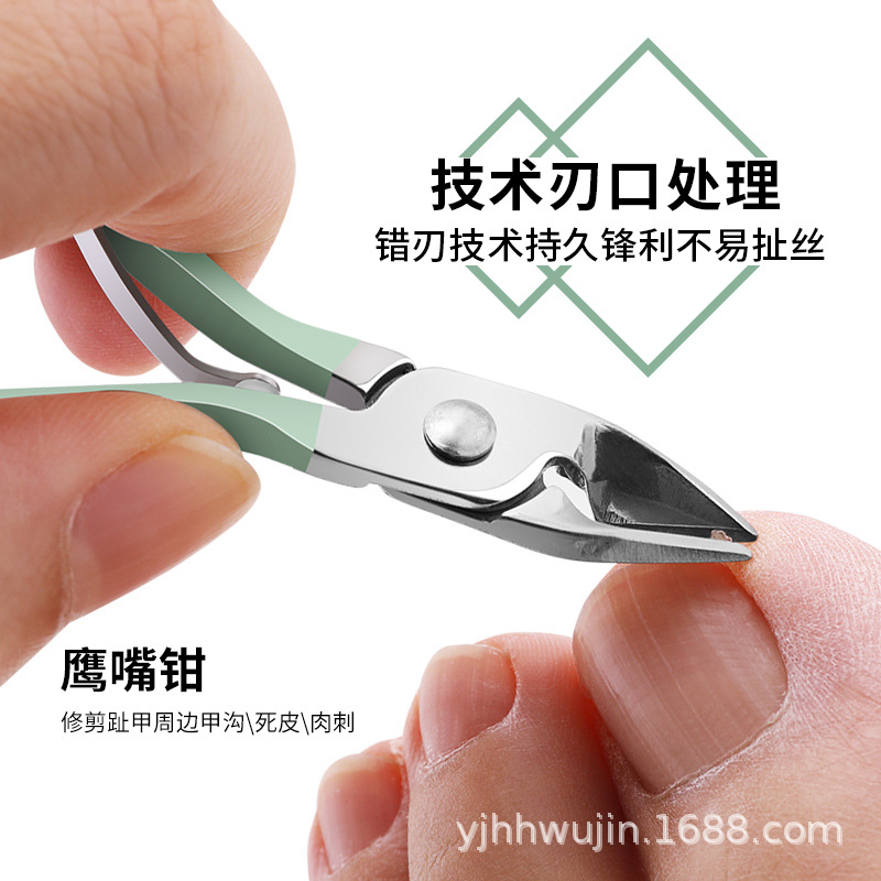 Fabricante en stock bolso plegable verde cortauñas de acero inoxidable traje cortauñas herramientas de manicura