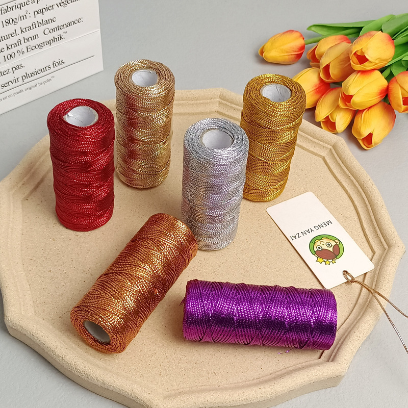 1.5mm金银线吊牌线16股扁空心金丝线 无弹力 礼品包装线 跨境热卖