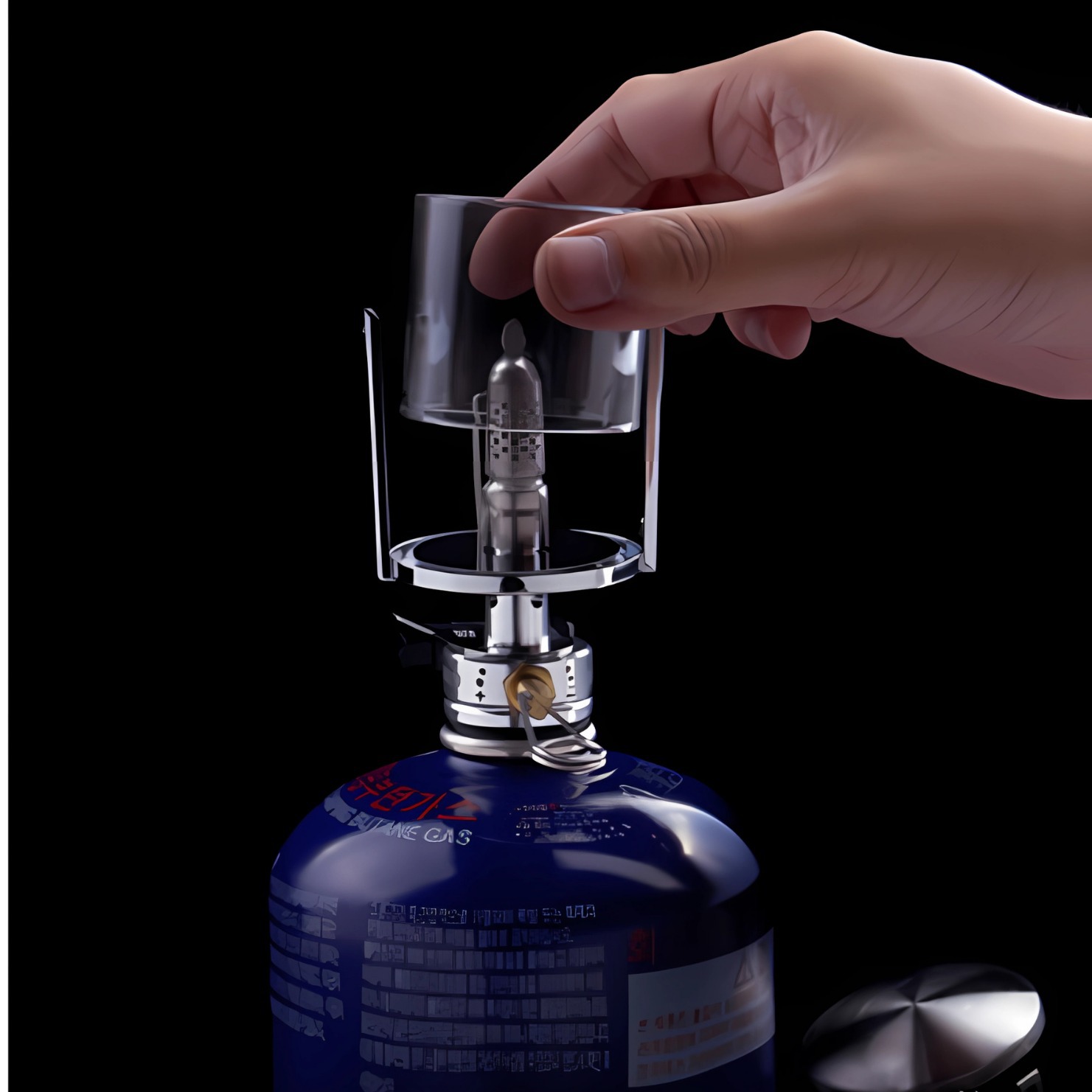 Lámpara de camping al aire libre pequeña lámpara de gas portátil retro lámpara de camping equipo de camping lámpara de vapor de cristal lámpara de iluminación de la tienda