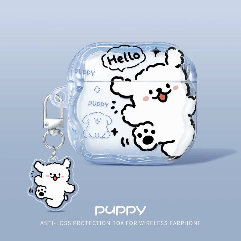 Cartoon puppy Bluetooth earphone case suitable for Apple AirPods 4th generation, soft Pro 3, clear 2 with pendant protective cover Cartoon puppy Bluetooth earphone case suitable for Apple AirPods 4th generation, soft Pro 3, clear 2 with pendant protective cover