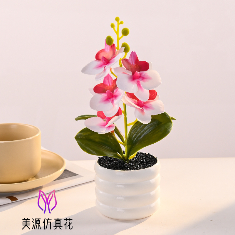 Selección estricta de 2026 nueva orquídea mariposa de alta simulación bonsai flor de seda falsa flor decoración de escritorio de la sala de estar decoración de estudio image 4