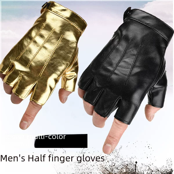 Half-Finger Gloves for Men and Women, Punk Style, Outdoor Performance, Street Dance, Runway Show, Fingerless, Non-Slip, Outdoor Sports